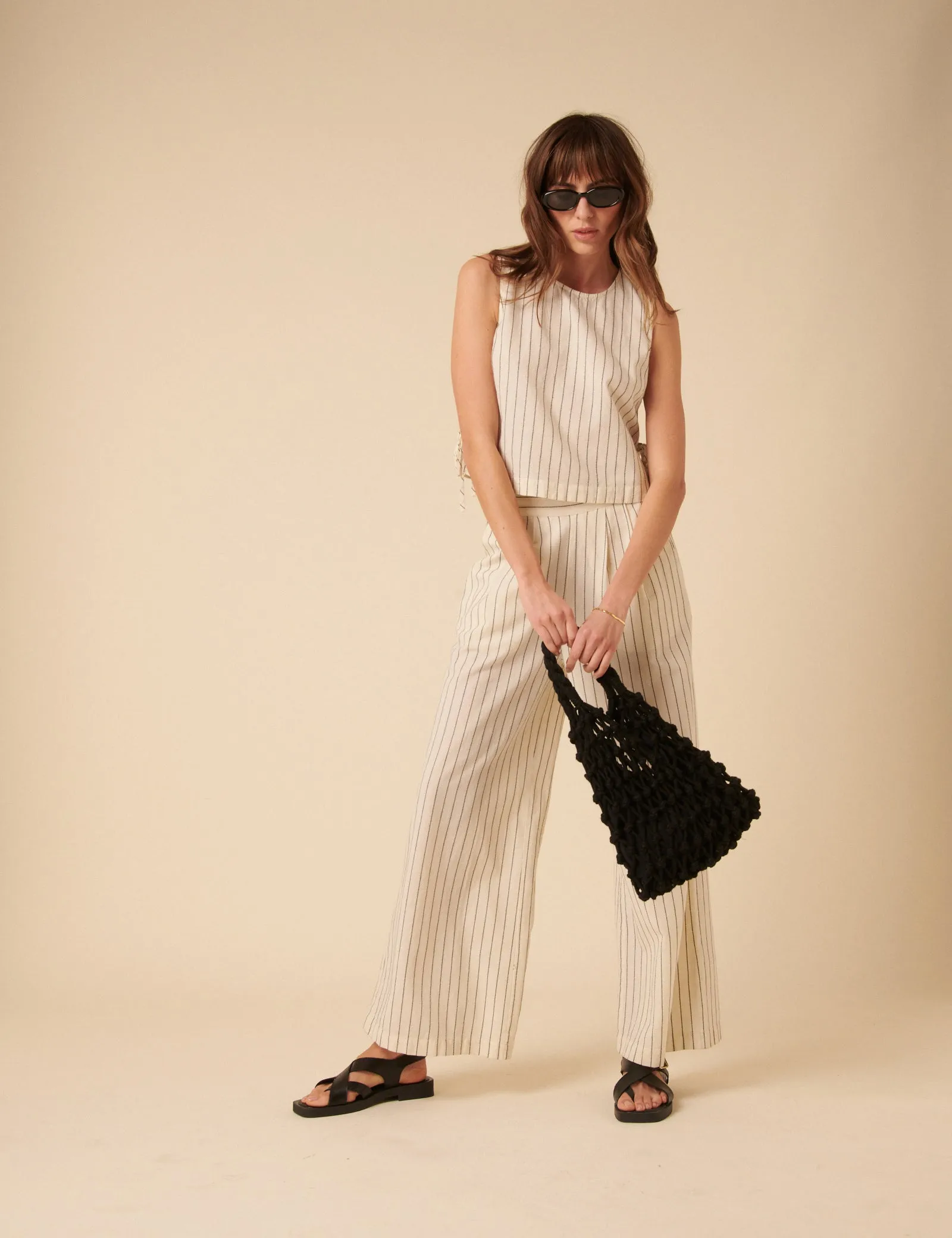 Cream Pinstripe Relaxed Trousers sold by Nobody's Child product image thumbnail 4