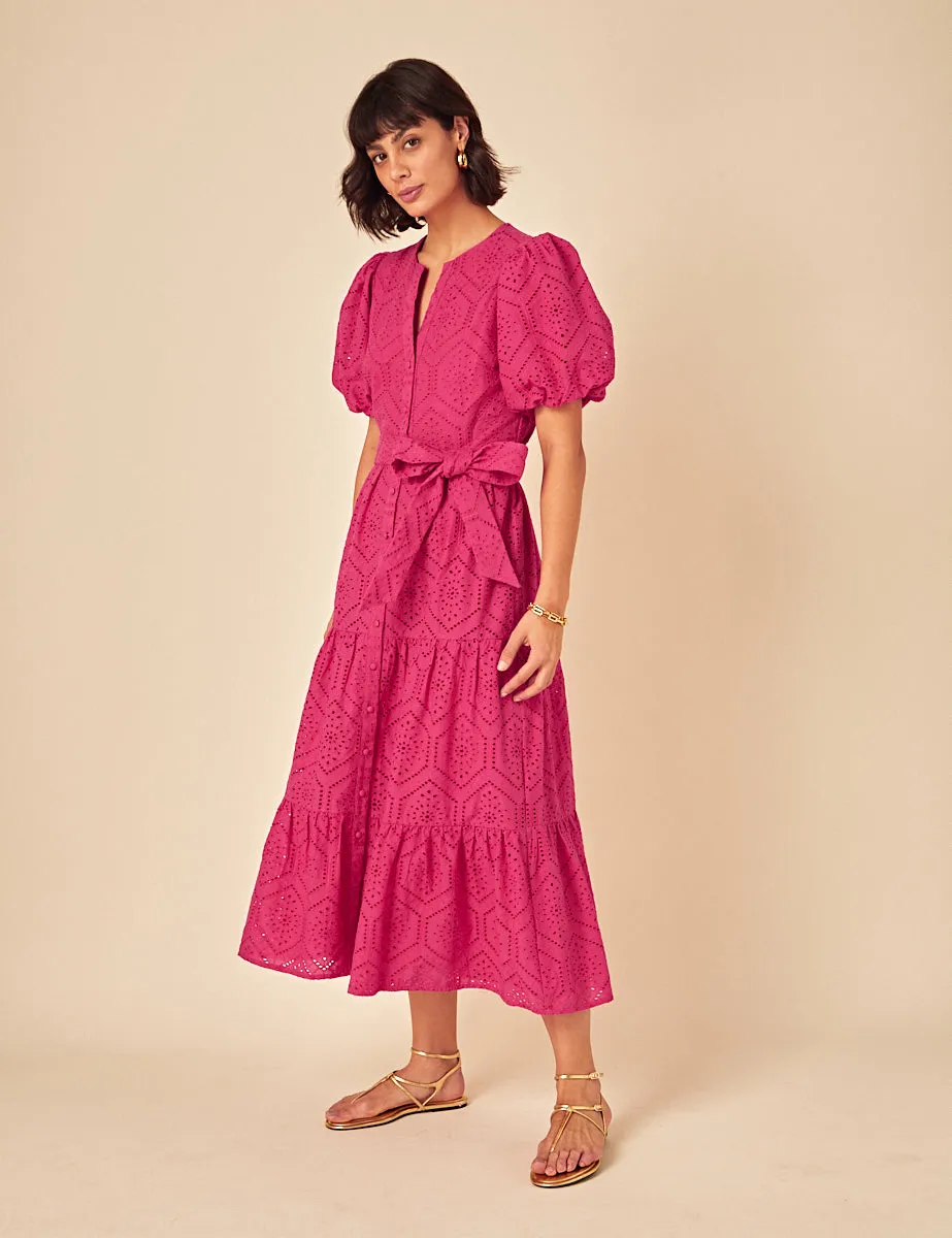 Pink Broderie Anglaise Marla Midi Dress sold by Nobody's Child product image thumbnail 4