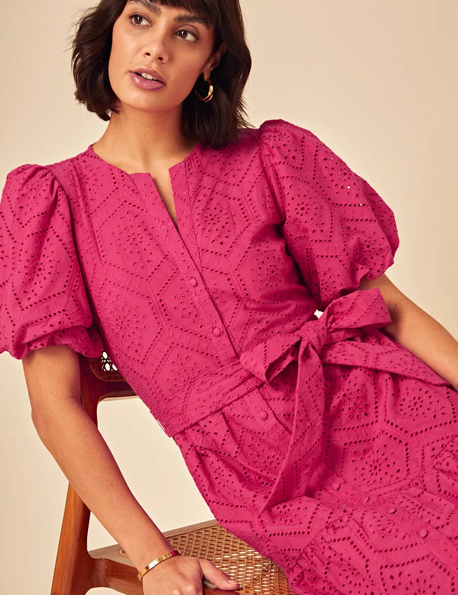 Pink Broderie Anglaise Marla Midi Dress sold by Nobody's Child product image thumbnail 2