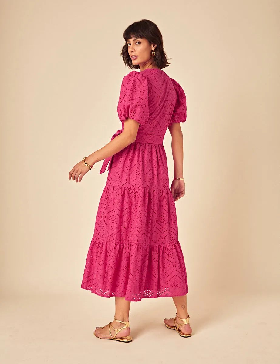 Pink Broderie Anglaise Marla Midi Dress sold by Nobody's Child product image thumbnail 5