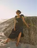 Black Contrast Trim Frill Shoulder Midi Dress sold by Nobody's Child