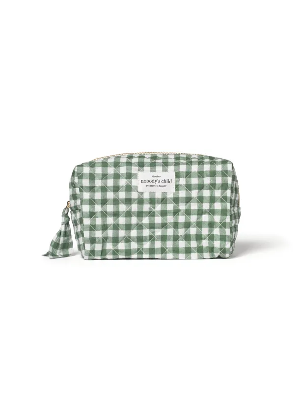 Green Gingham Wash Bag sold by Nobody's Child