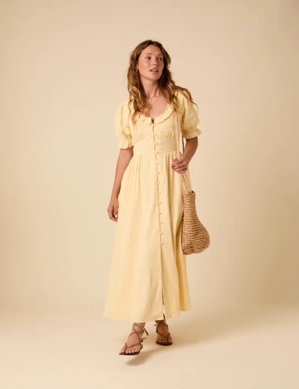 Butter Yellow Flossie Midi Dress sold by Nobody's Child