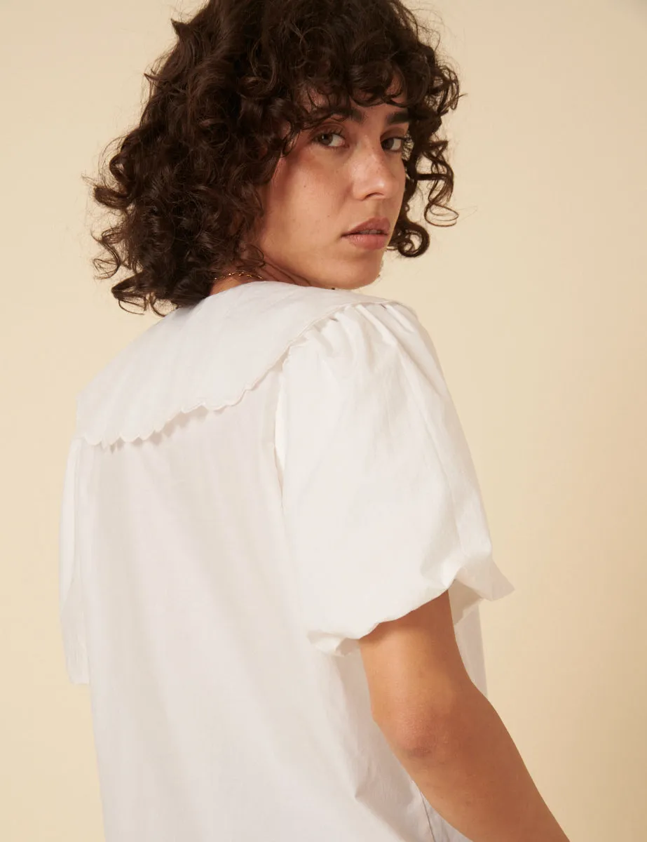 White Short Sleeve Birdie Blouse sold by Nobody's Child product image thumbnail 5