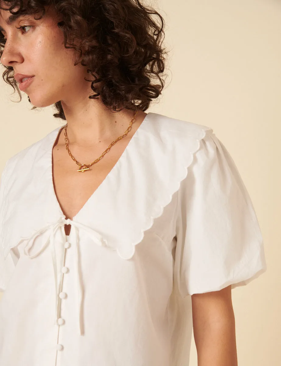 White Short Sleeve Birdie Blouse sold by Nobody's Child product image thumbnail 3