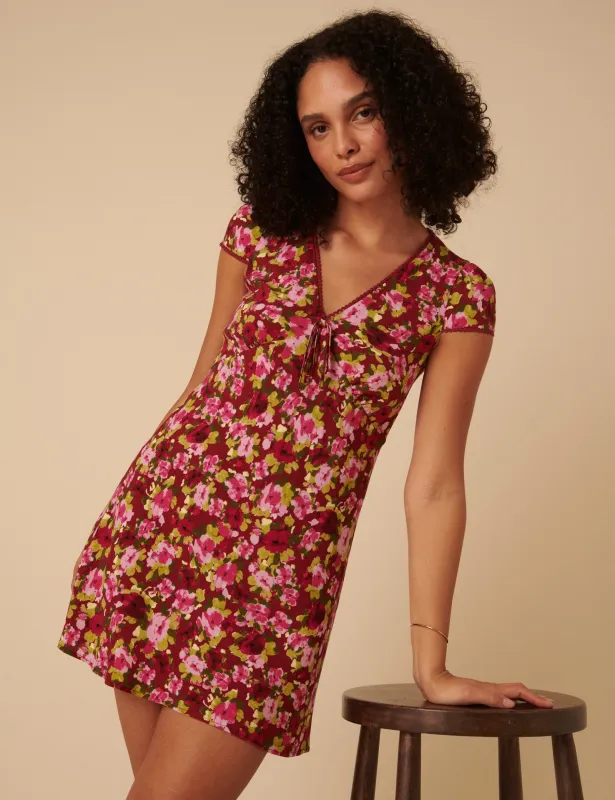 Red And Pink Floral Rosa Mini Dress sold by Nobody's Child