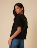 Black Floral Embroidered Tie Front Blouse sold by Nobody's Child