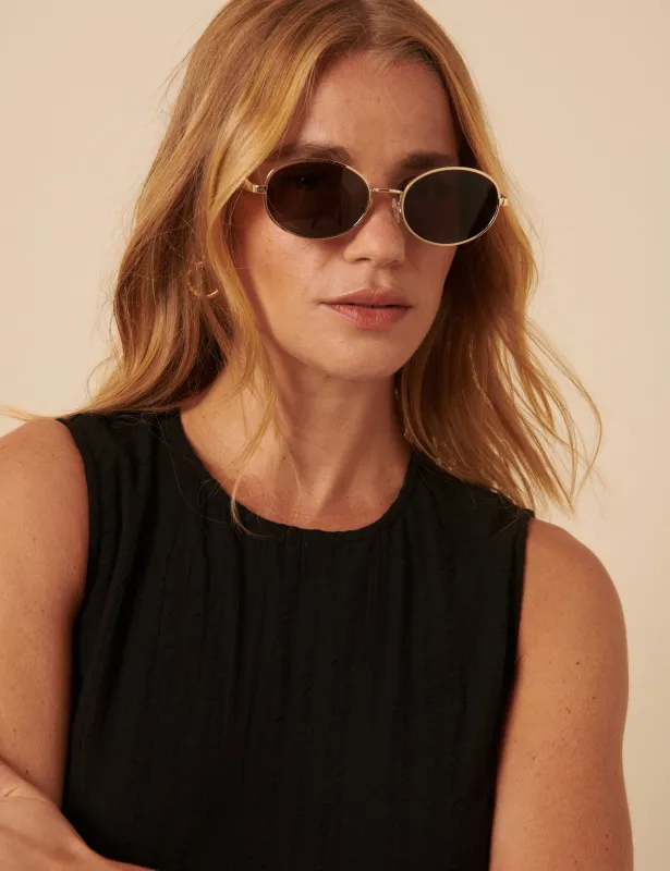 Gold Oval Sunglasses sold by Nobody's Child