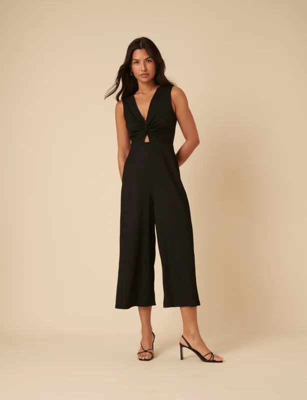Black Crinkle Twist Wren Jumpsuit sold by Nobody's Child