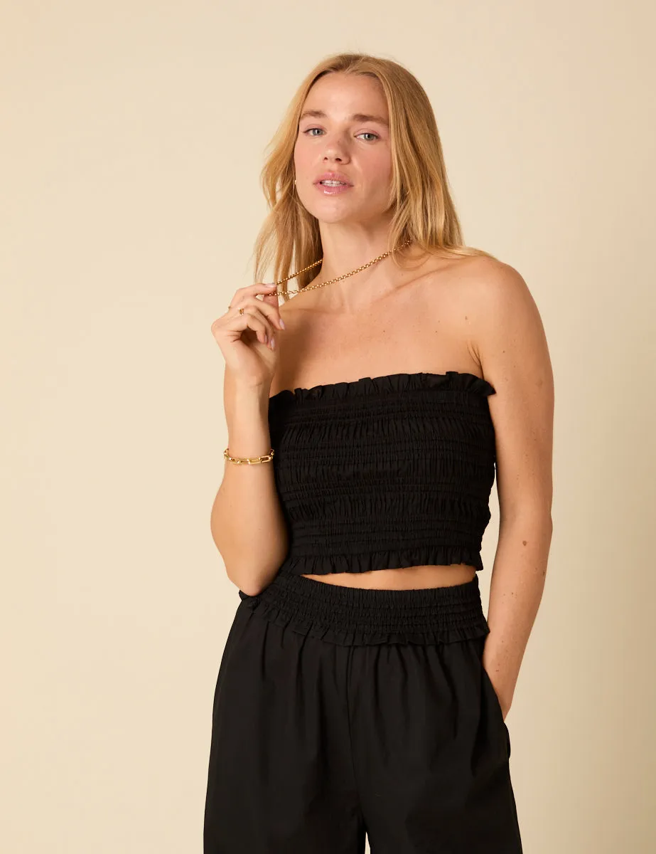 Black Shirred Bandeau Top sold by Nobody's Child