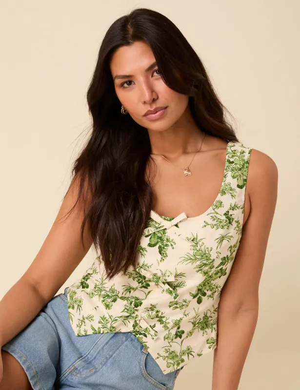 White Floral Waistcoat sold by Nobody's Child