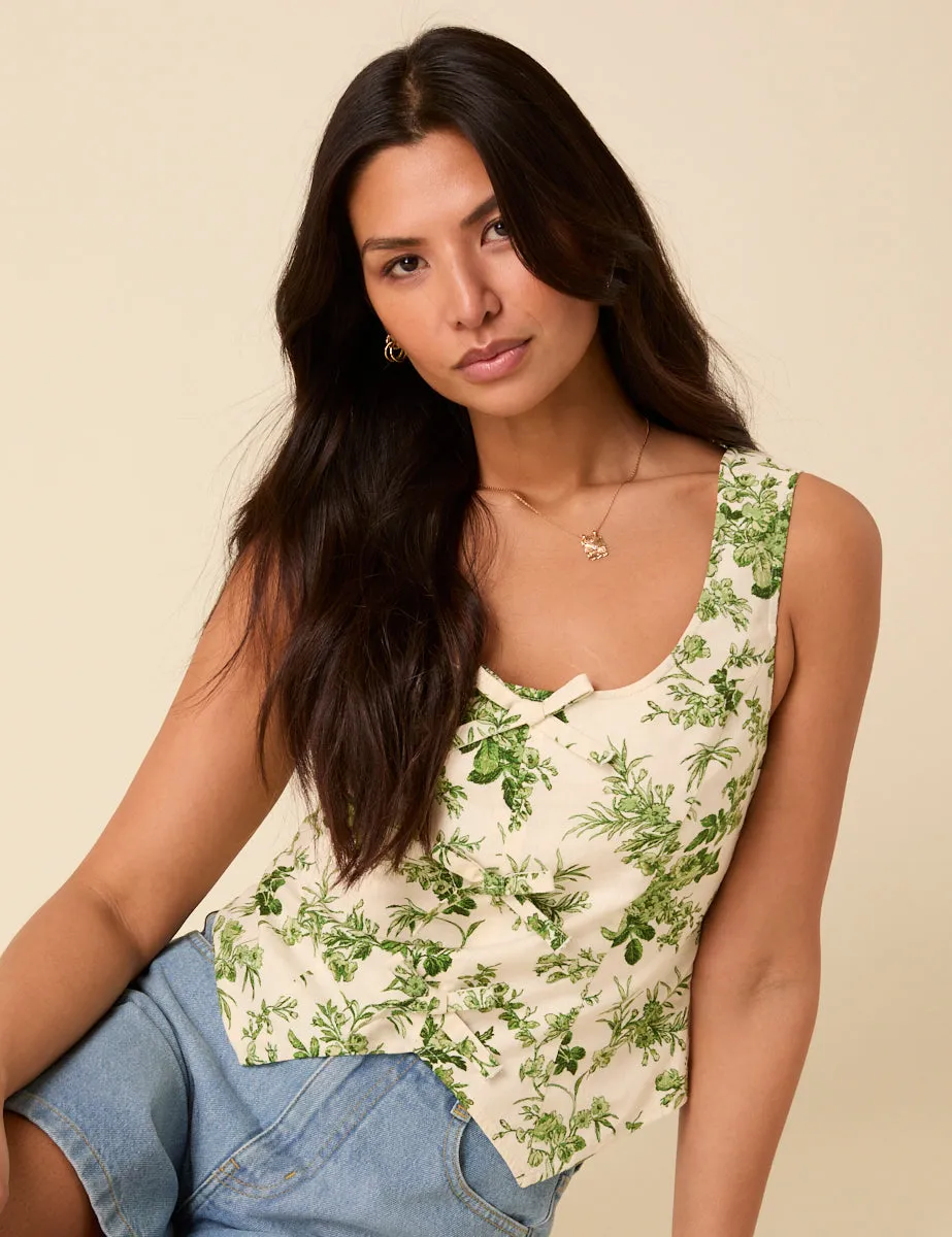 White Floral Waistcoat sold by Nobody's Child