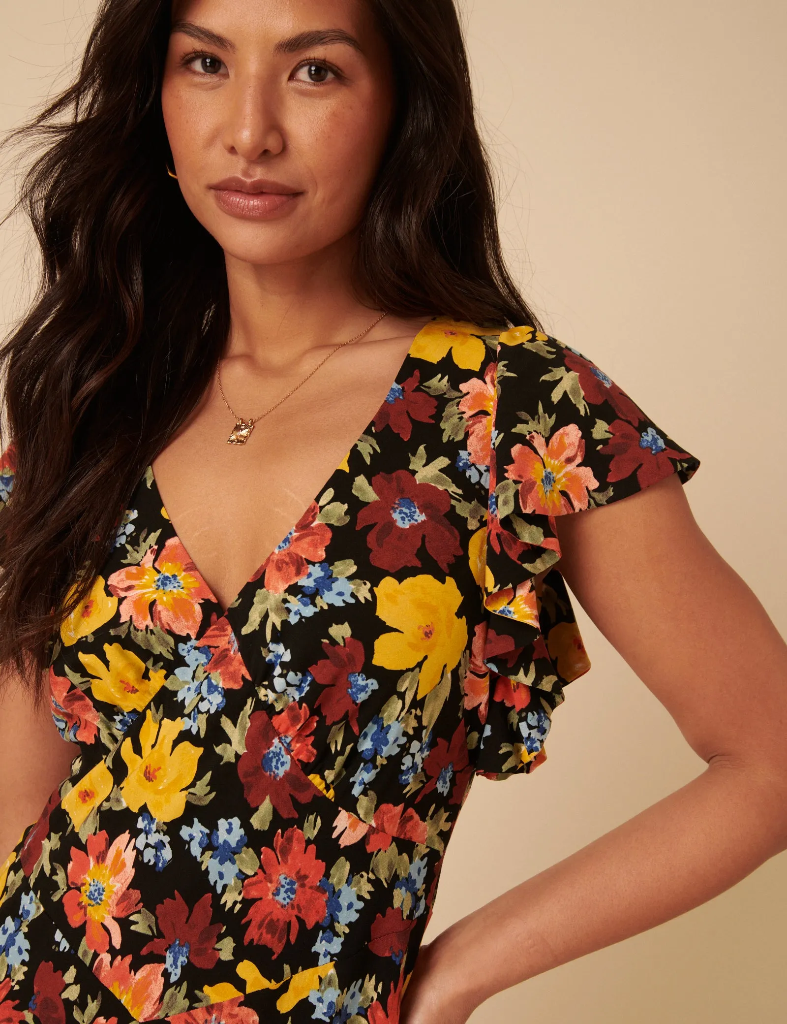 Black Floral Loubelle Midi Dress sold by Nobody's Child product image thumbnail 2