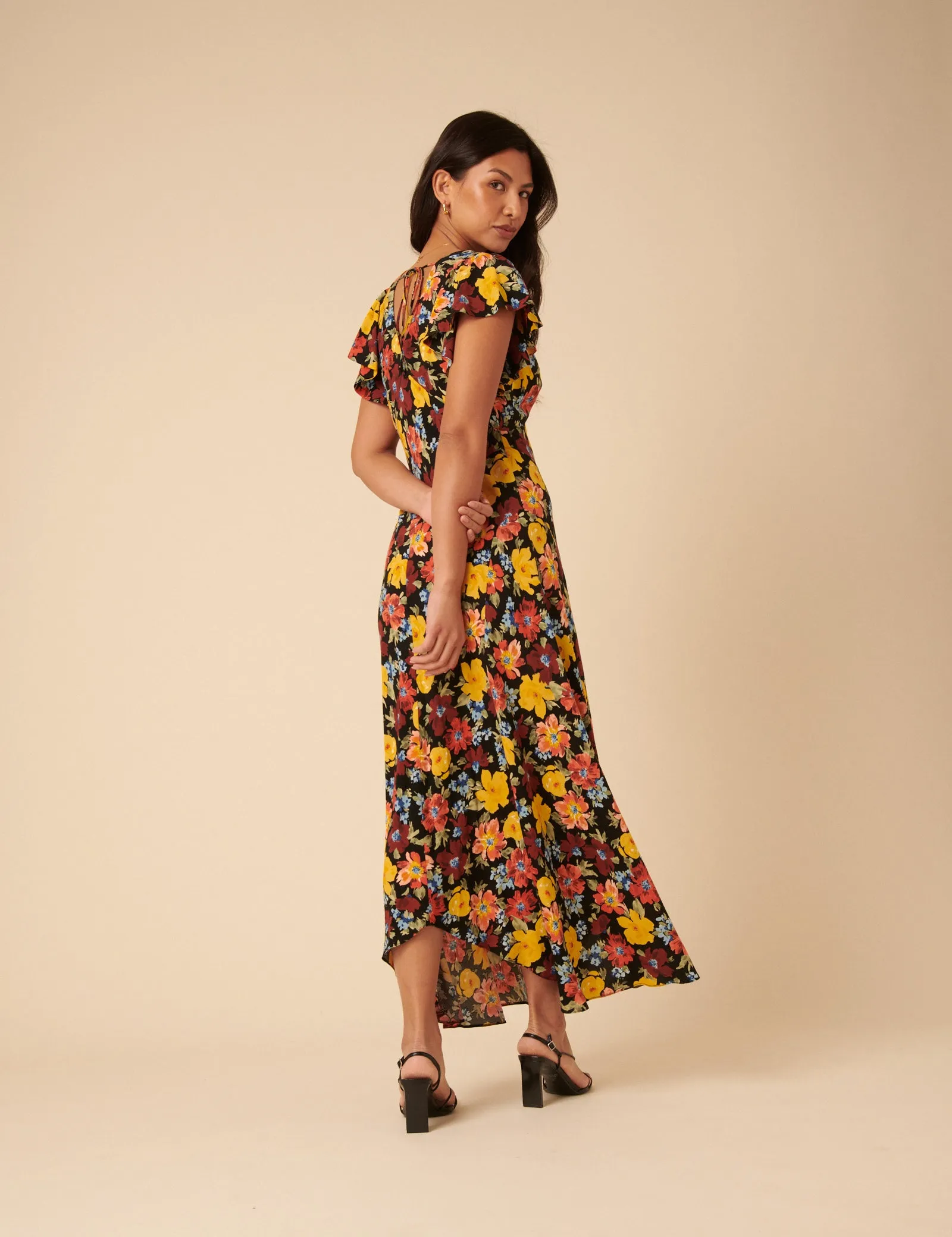 Black Floral Loubelle Midi Dress sold by Nobody's Child product image thumbnail 5