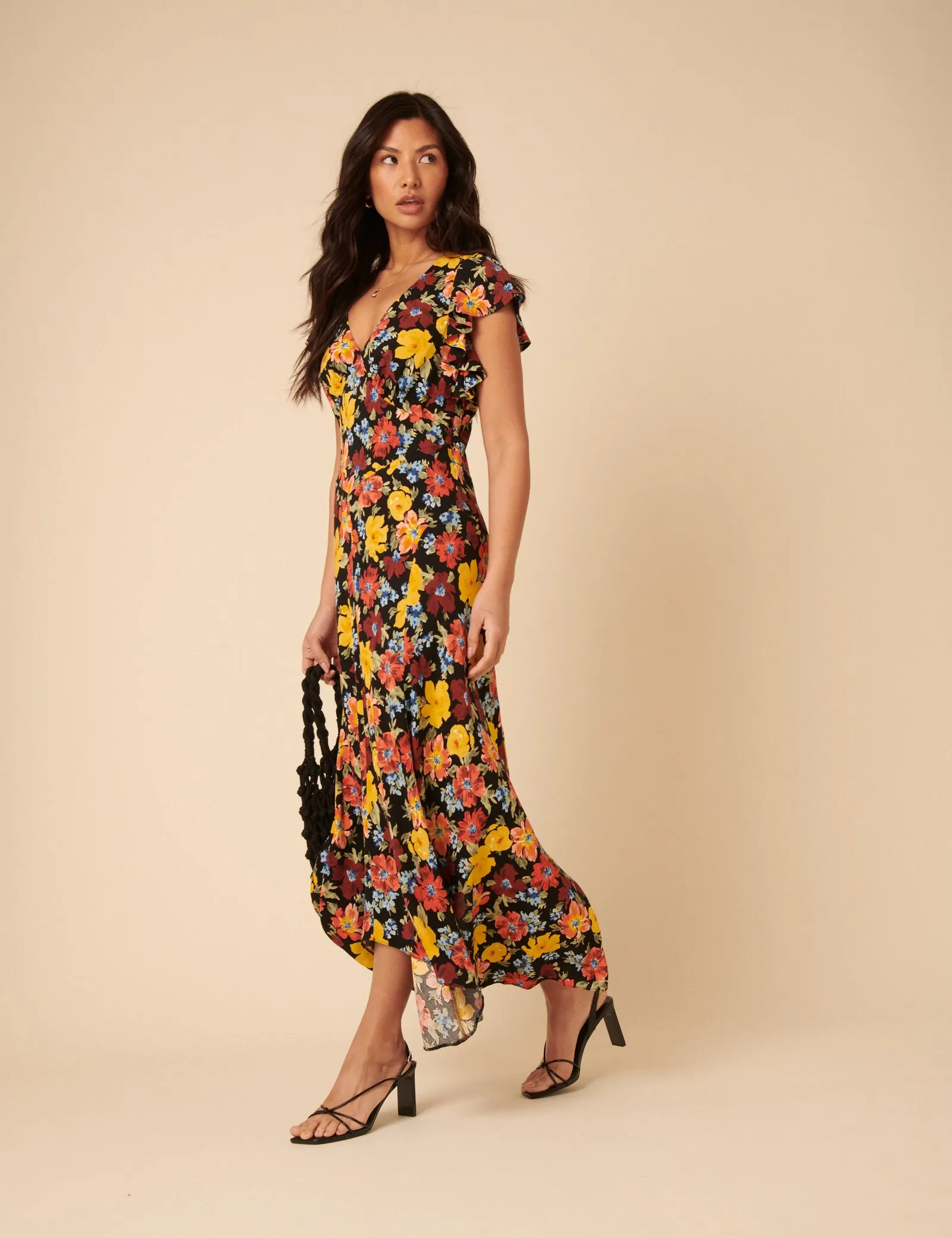 Black Floral Loubelle Midi Dress sold by Nobody's Child