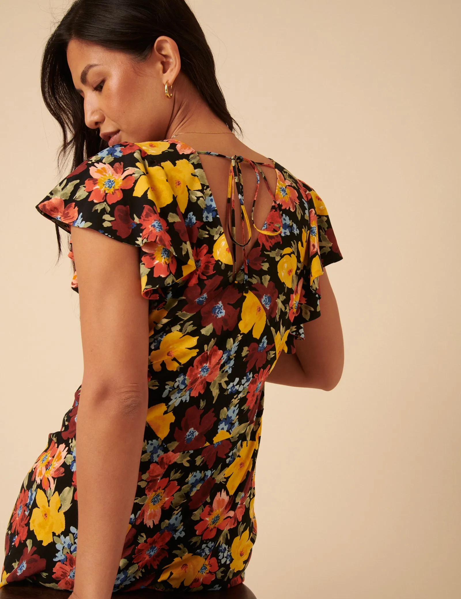 Black Floral Loubelle Midi Dress sold by Nobody's Child product image thumbnail 3