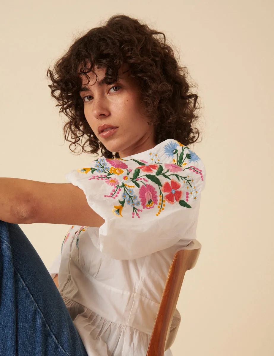 White Floral Embroidered Starlight Top sold by Nobody's Child product image thumbnail 3