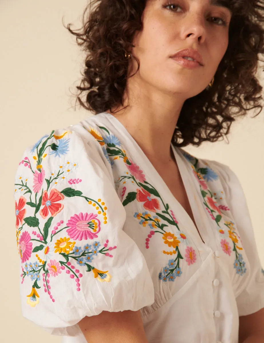 White Floral Embroidered Starlight Top sold by Nobody's Child product image thumbnail 2
