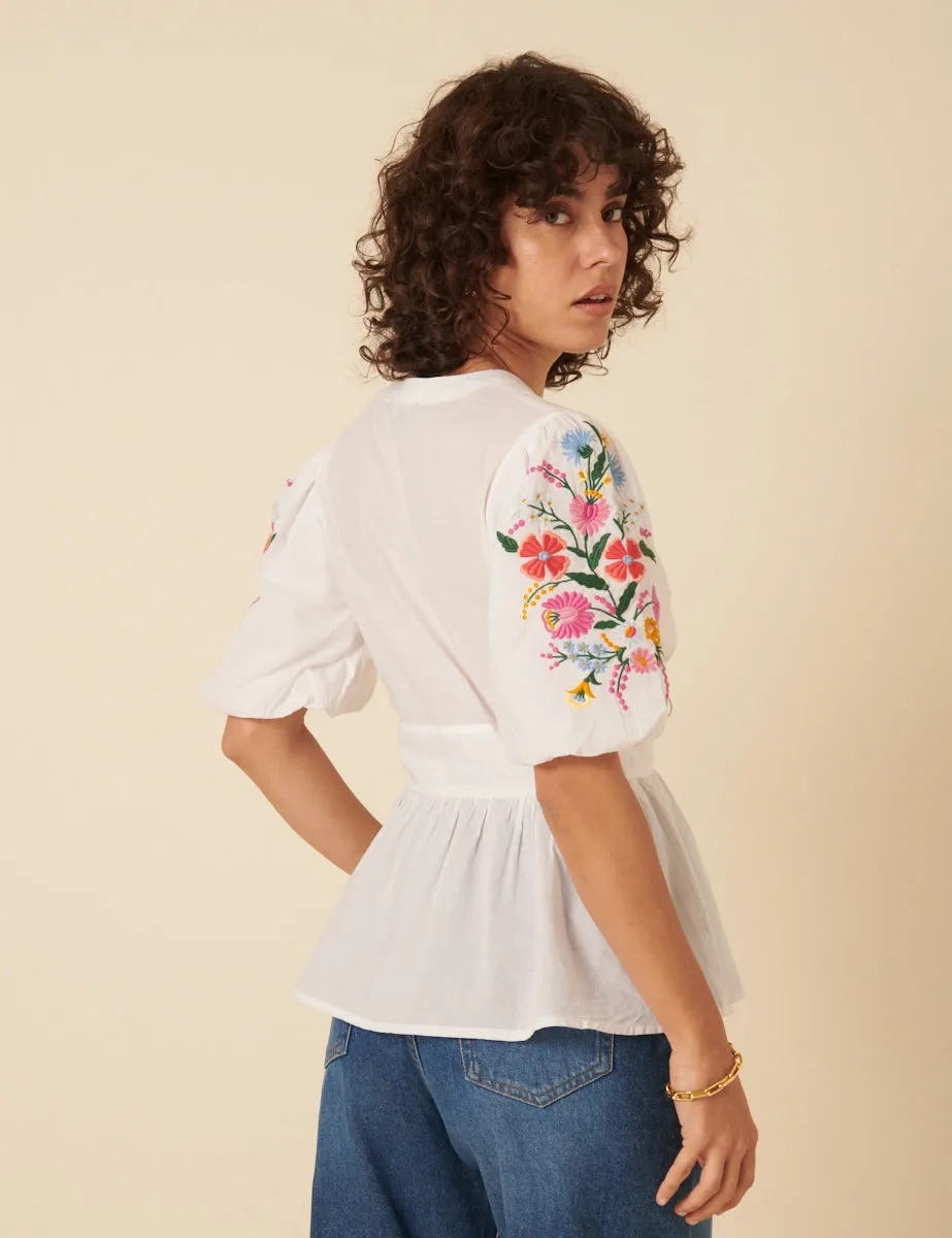 White Floral Embroidered Starlight Top sold by Nobody's Child product image thumbnail 5