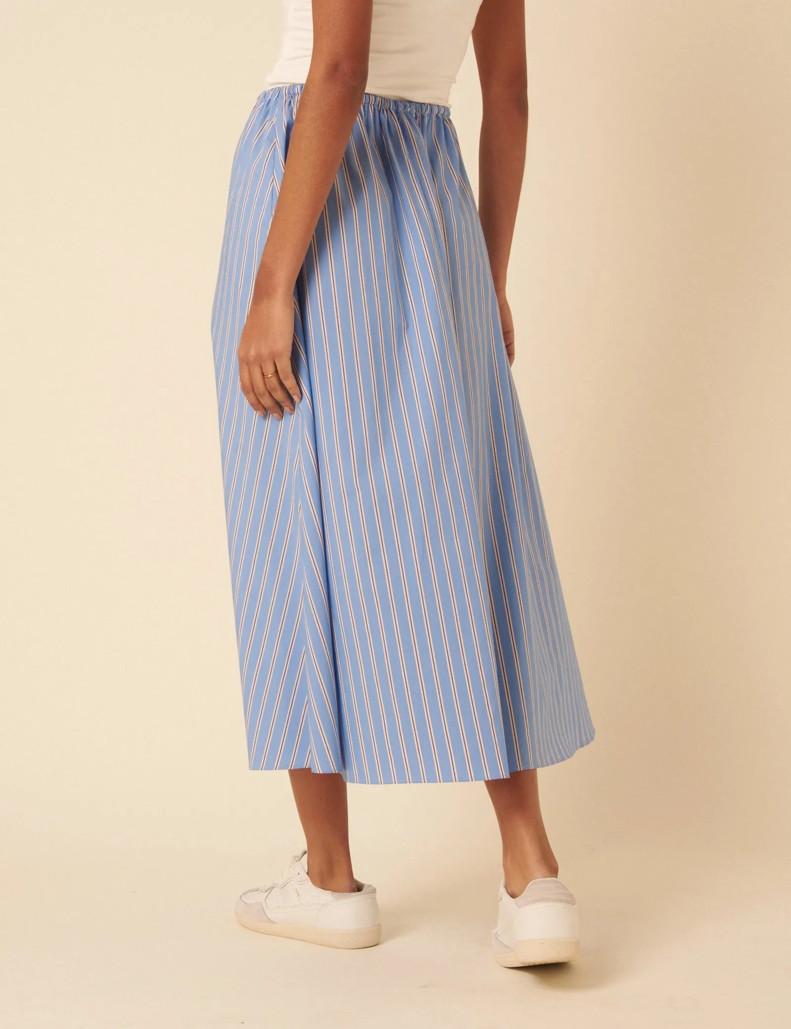 Blue Pinstripe Naples Midi Skirt sold by Nobody's Child product image thumbnail 5