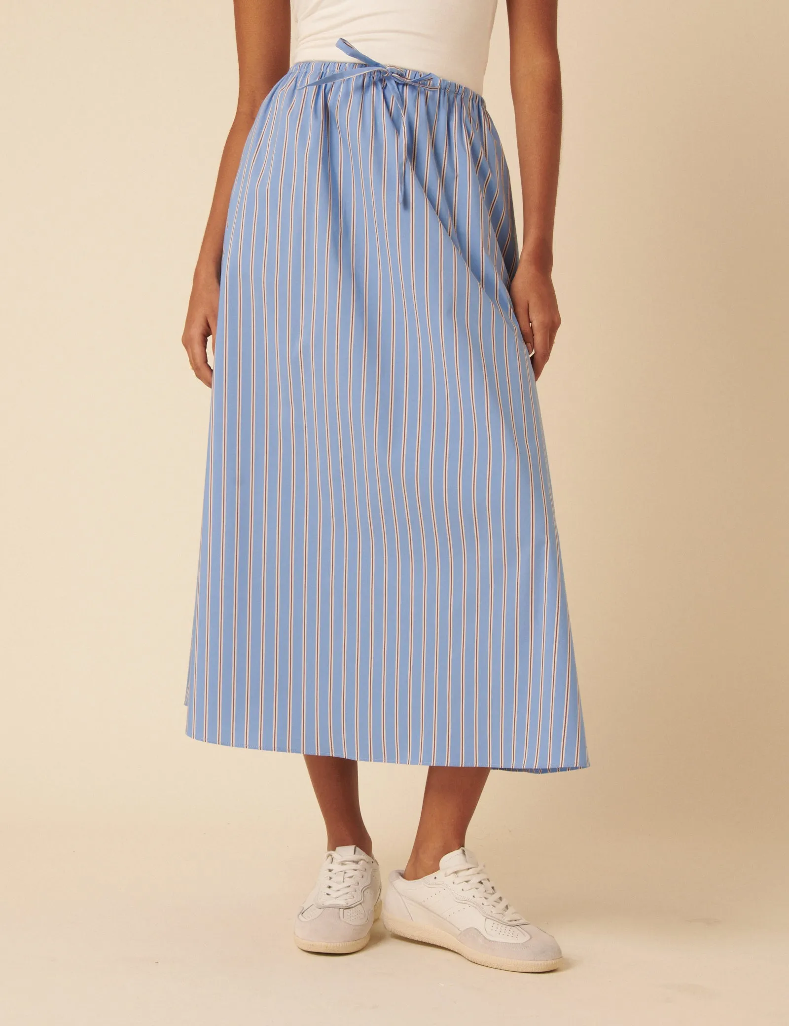 Blue Pinstripe Naples Midi Skirt sold by Nobody's Child product image thumbnail 2