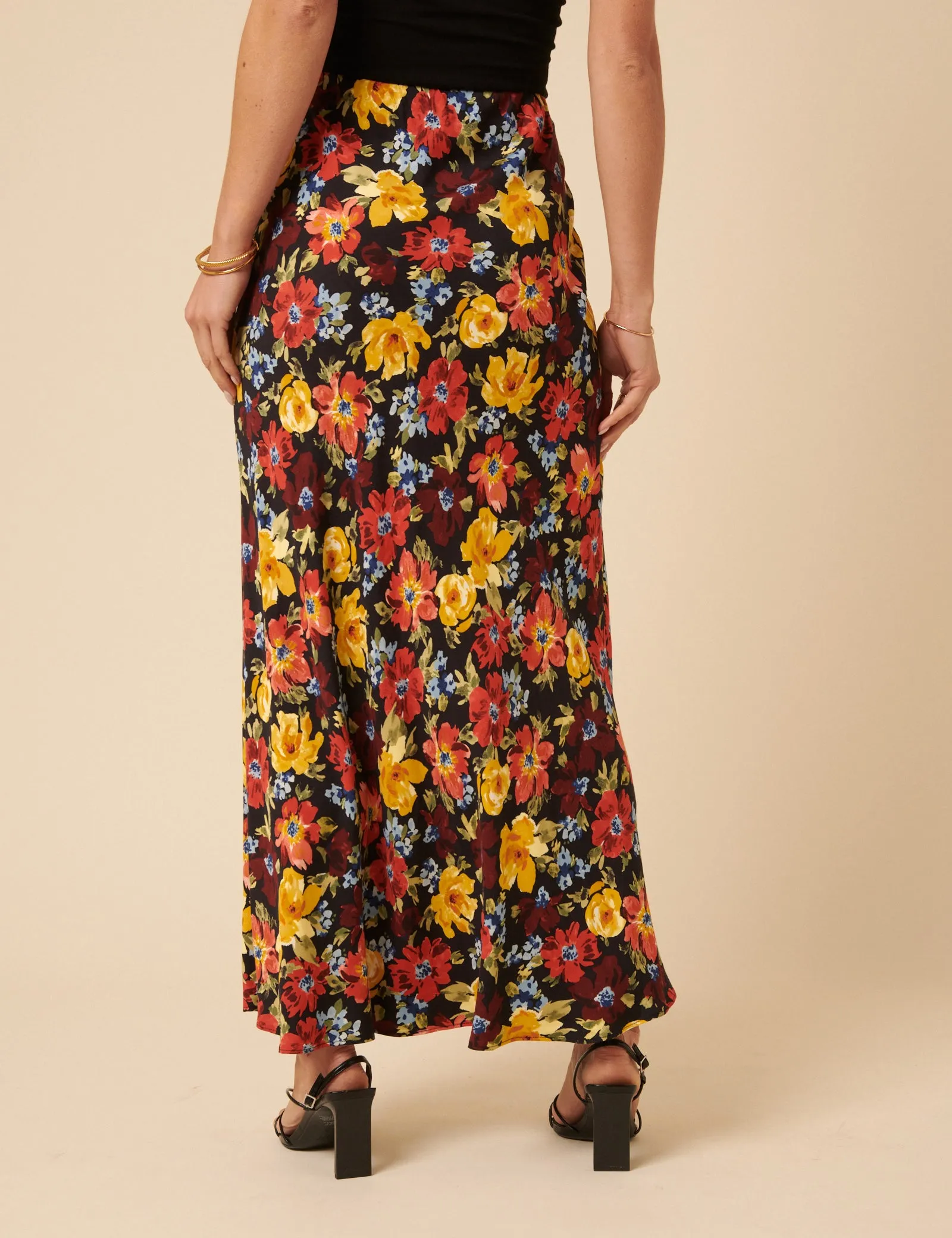 Black Floral Midi Skirt sold by Nobody's Child product image thumbnail 5