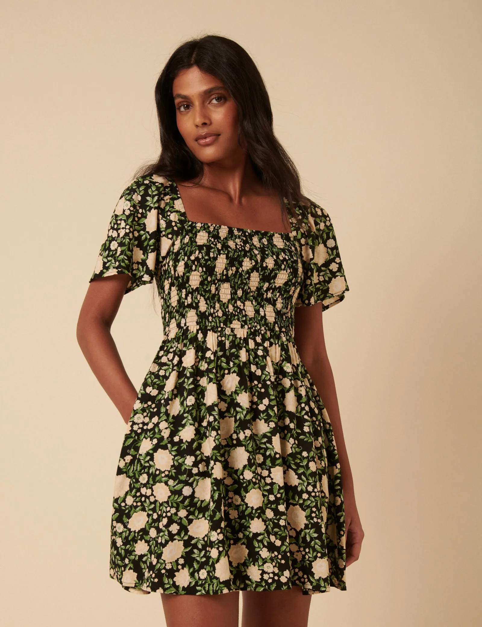 Black Floral Bella Mini Dress sold by Nobody's Child product image thumbnail 4