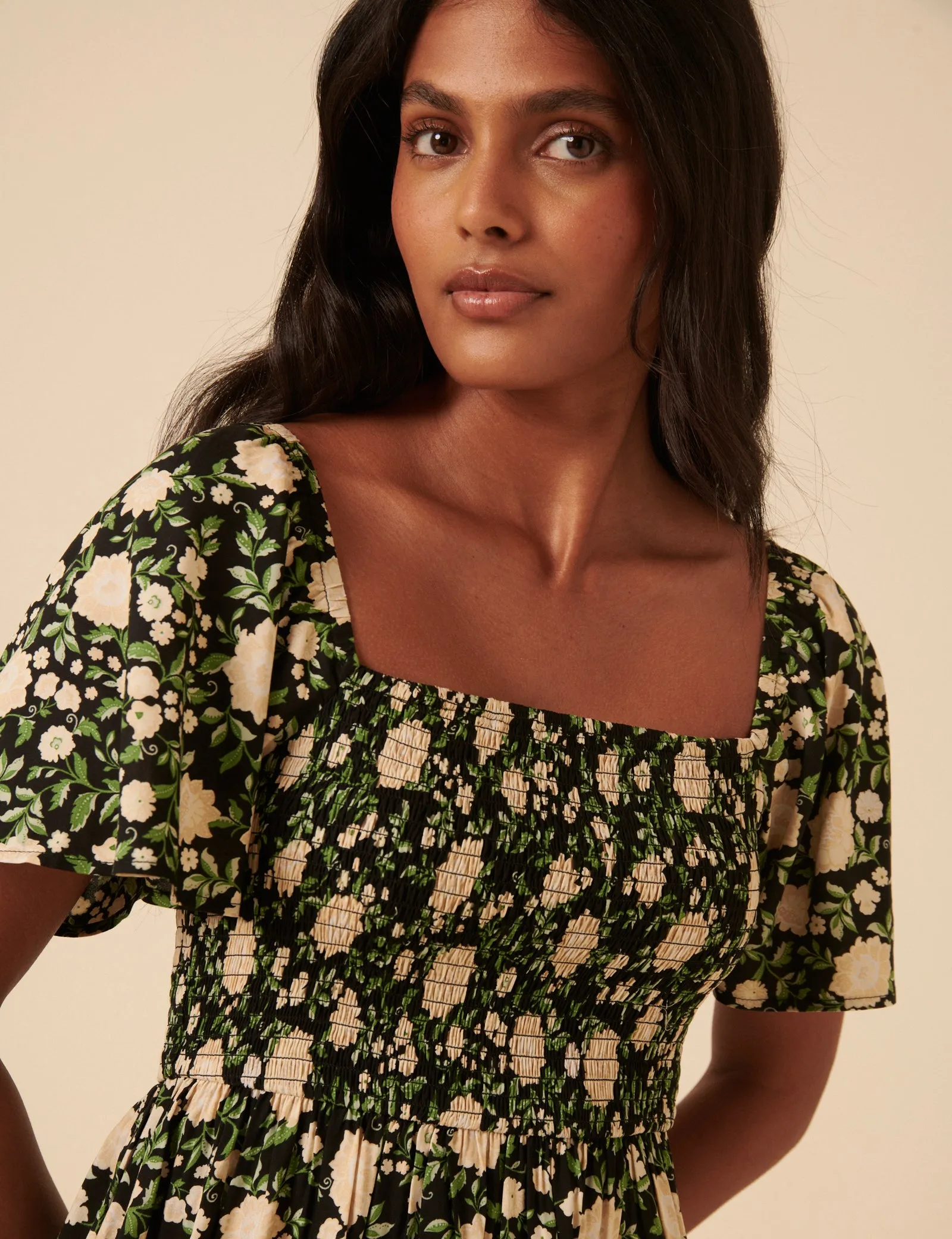 Black Floral Bella Mini Dress sold by Nobody's Child product image thumbnail 2