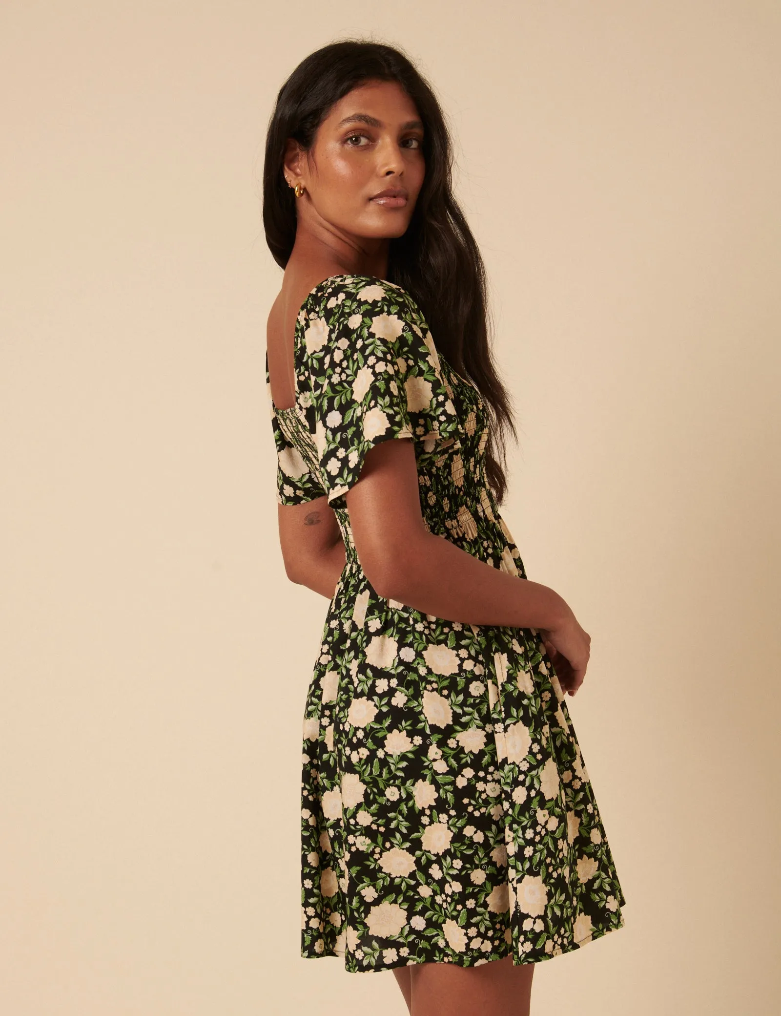 Black Floral Bella Mini Dress sold by Nobody's Child product image thumbnail 5