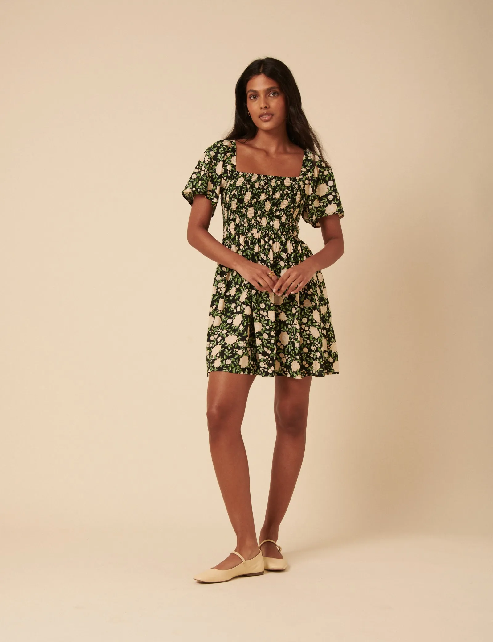 Black Floral Bella Mini Dress sold by Nobody's Child