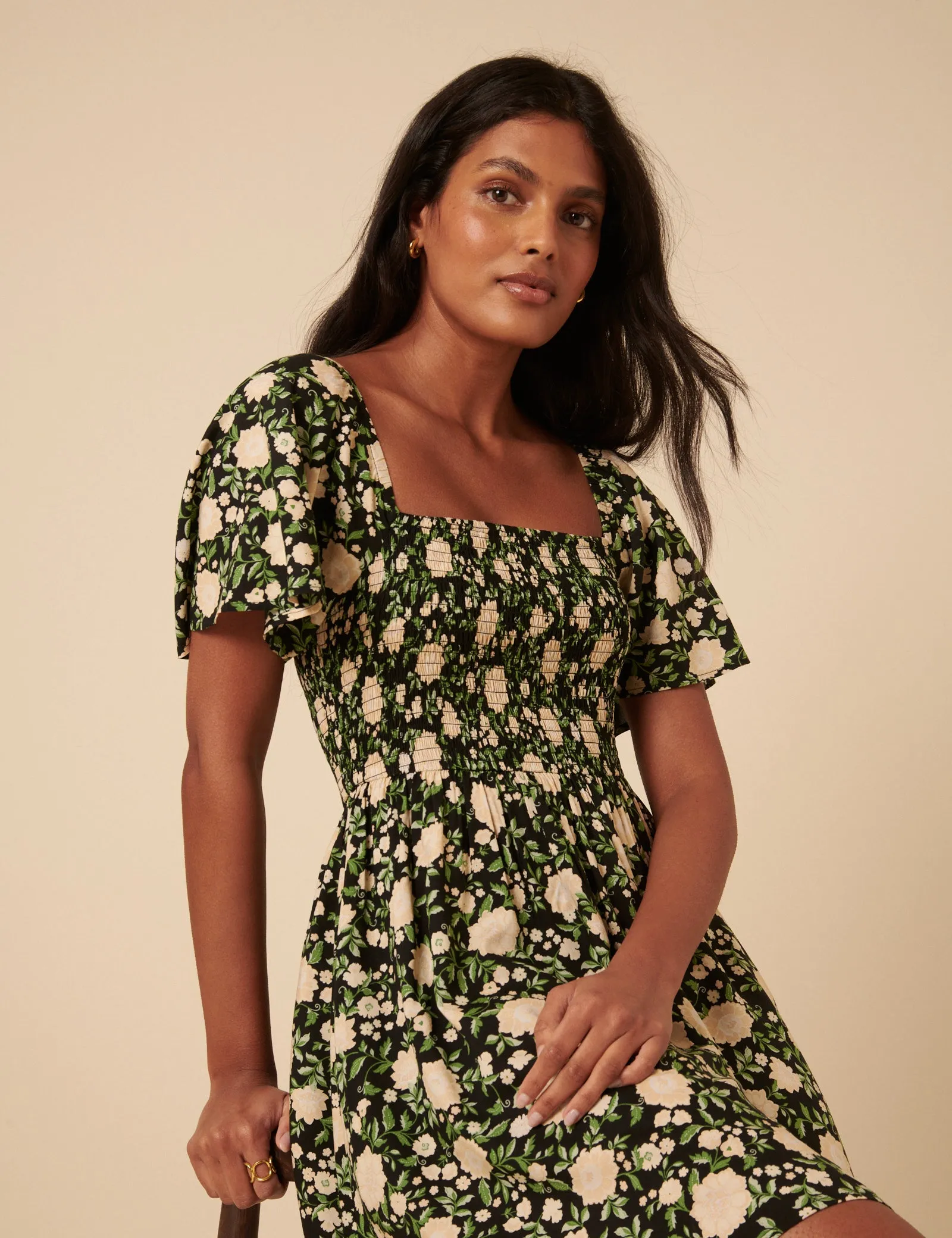 Black Floral Bella Mini Dress sold by Nobody's Child product image thumbnail 3