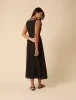 Black Floral Embroidered Melanie Midi Dress sold by Nobody's Child