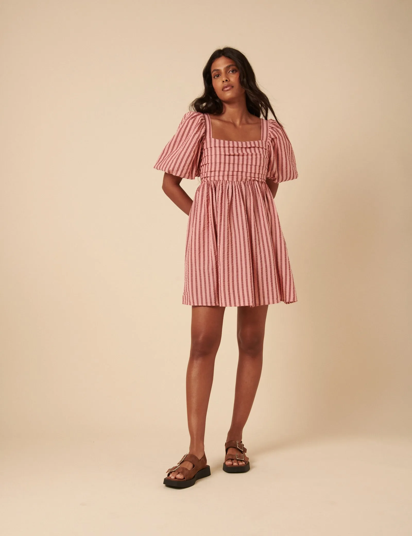 Pink And Red Striped Nova Mini Dress sold by Nobody's Child product image thumbnail 3