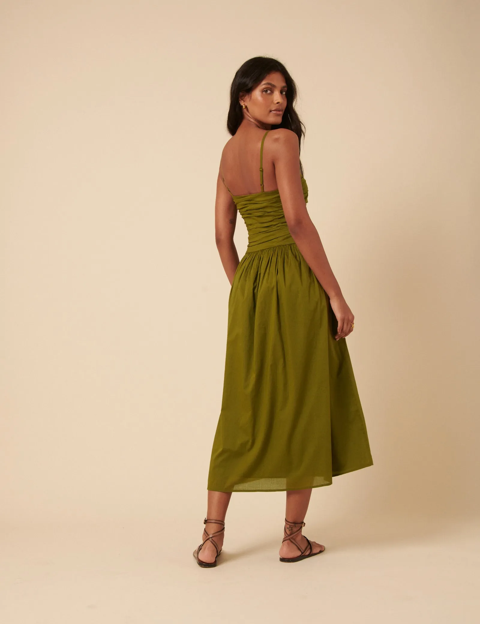 Green Ruched Talia Midi Dress sold by Nobody's Child product image thumbnail 3