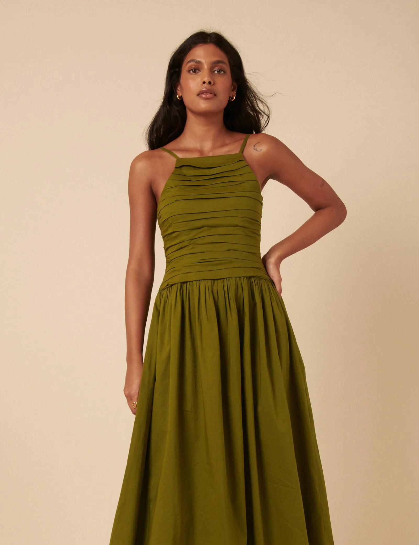 Green Ruched Talia Midi Dress sold by Nobody's Child product image thumbnail 2
