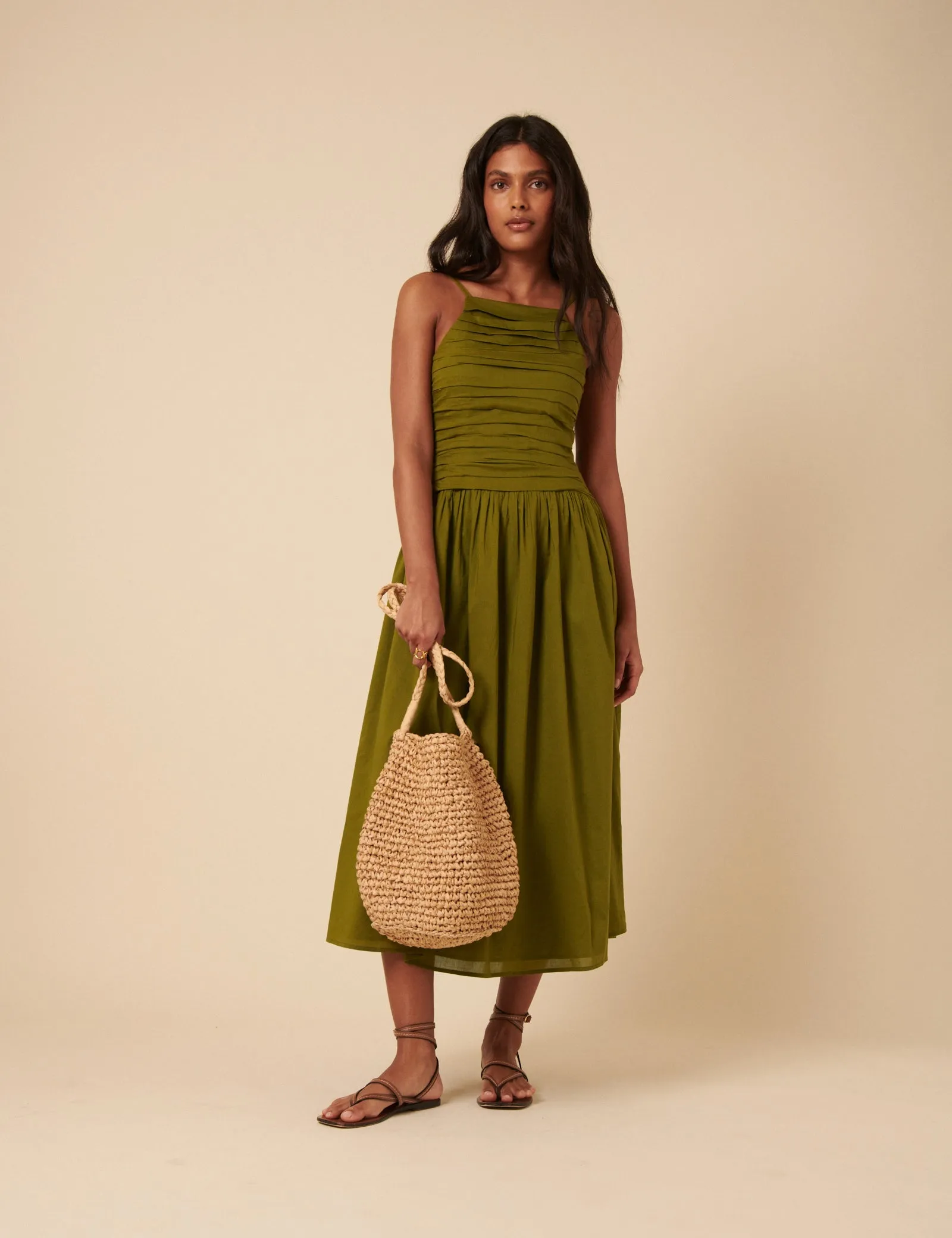 Green Ruched Talia Midi Dress sold by Nobody's Child product image thumbnail 5