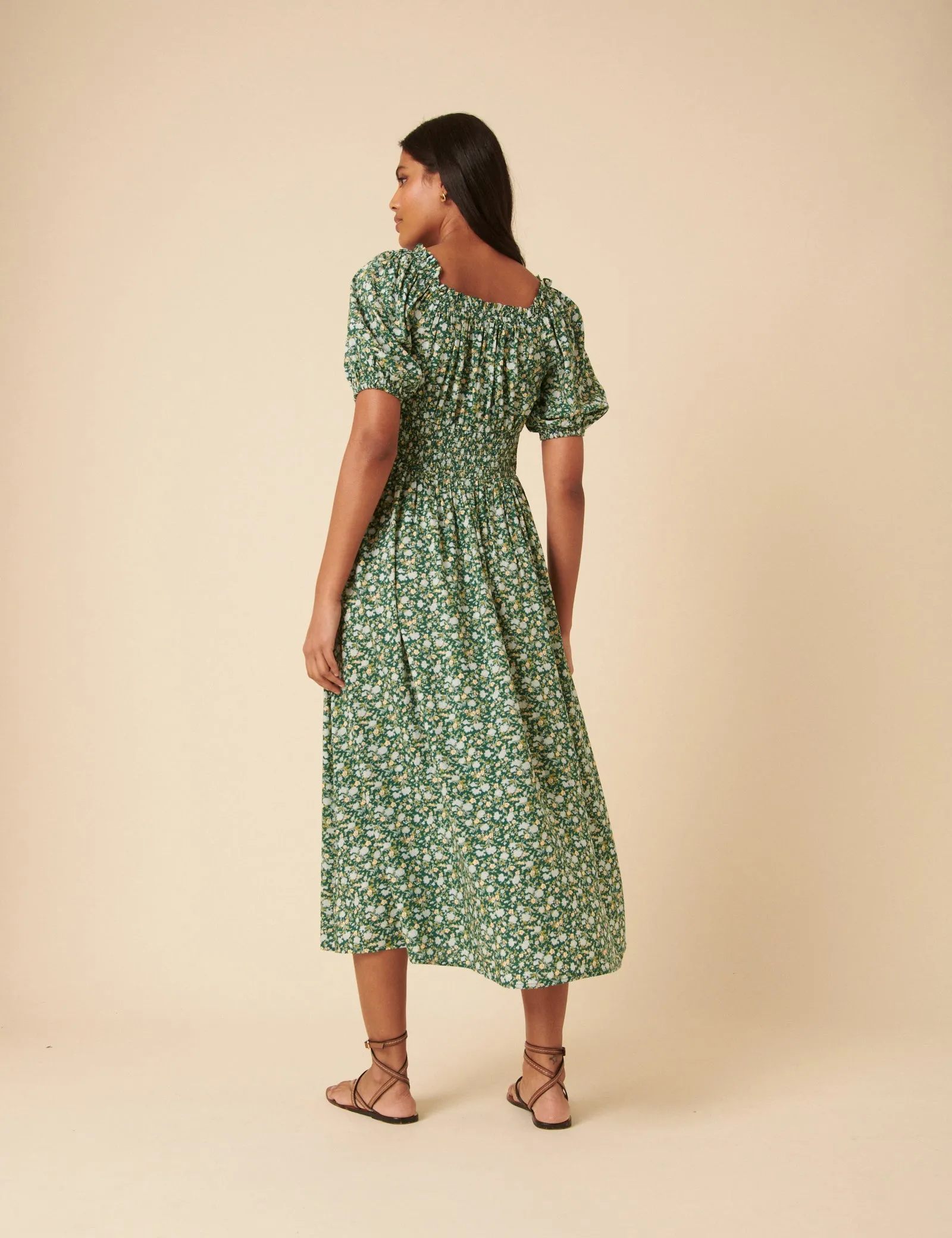 Green Ditsy Floral Genevieve Midi Dress sold by Nobody's Child product image thumbnail 3