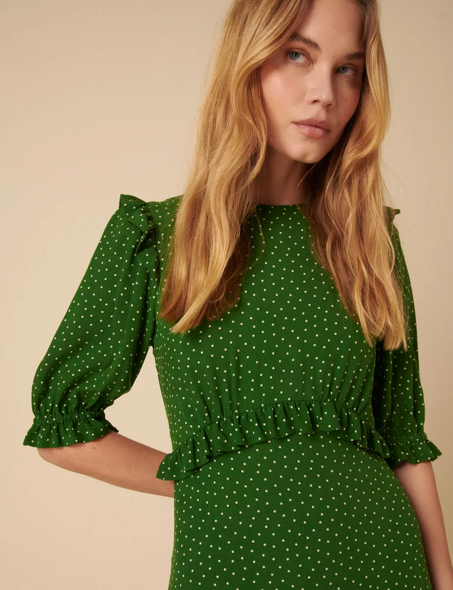 Green Spotty Felicia Midi Dress sold by Nobody's Child product image thumbnail 4