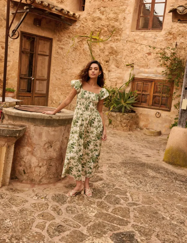 Cream Floral Imogen Midi Dress sold by Nobody's Child