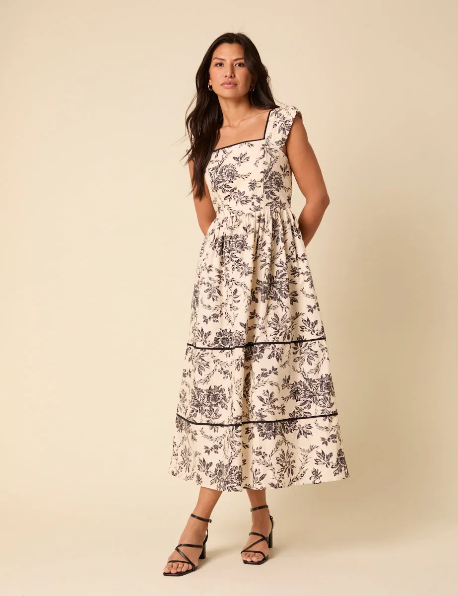 Black And White Floral Mira Midi Dress sold by Nobody's Child product image thumbnail 2