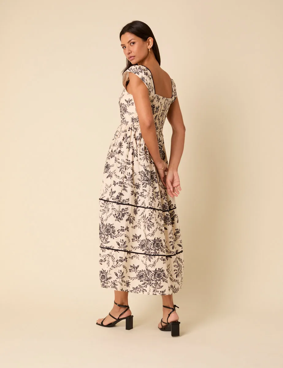 Black And White Floral Mira Midi Dress sold by Nobody's Child product image thumbnail 5