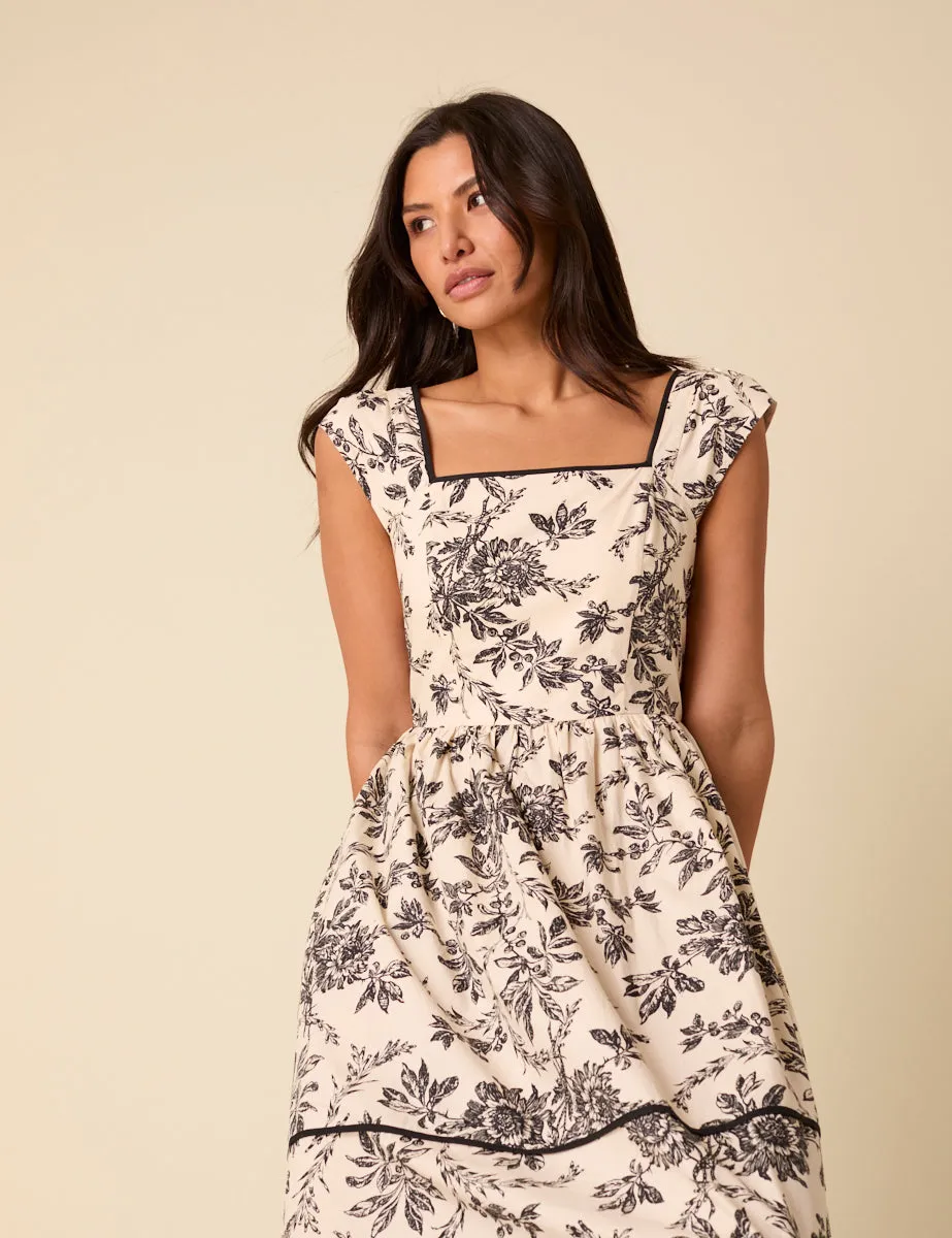 Black And White Floral Mira Midi Dress sold by Nobody's Child product image thumbnail 3