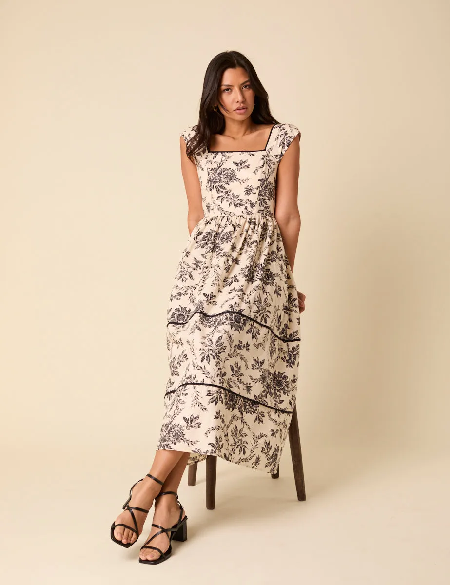 Black And White Floral Mira Midi Dress sold by Nobody's Child product image thumbnail 4
