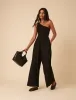 Black Linen-blend One Shoulder Ruched Jumpsuit sold by Nobody's Child