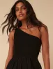 Black Linen-blend One Shoulder Ruched Jumpsuit sold by Nobody's Child