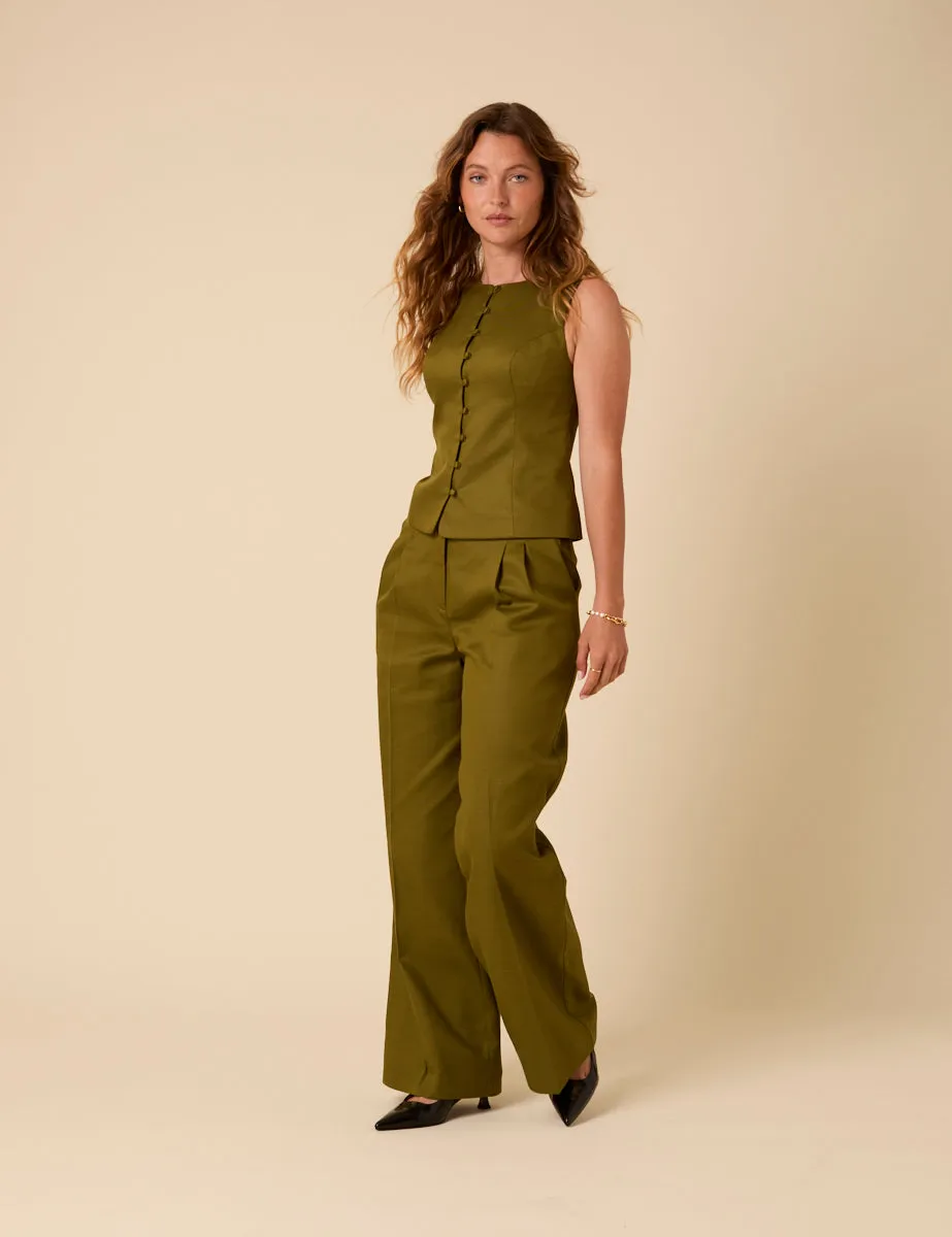 Green Crew Neck Tailored Waistcoat sold by Nobody's Child product image thumbnail 5