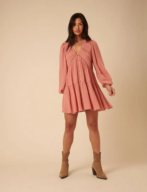 Pink Long Sleeve Marley Mini Dress sold by Nobody's Child