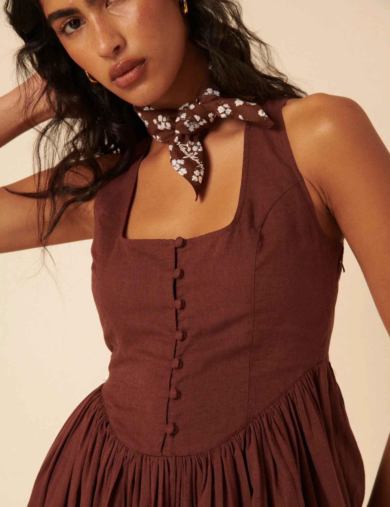 Brown Drop Waist Cora Mini Dress sold by Nobody's Child product image thumbnail 2