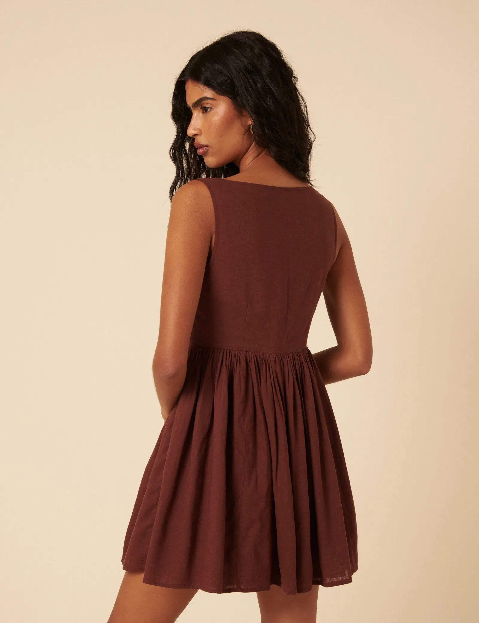 Brown Drop Waist Cora Mini Dress sold by Nobody's Child product image thumbnail 5