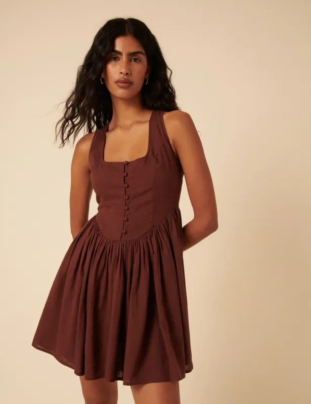 Brown Drop Waist Cora Mini Dress sold by Nobody's Child
